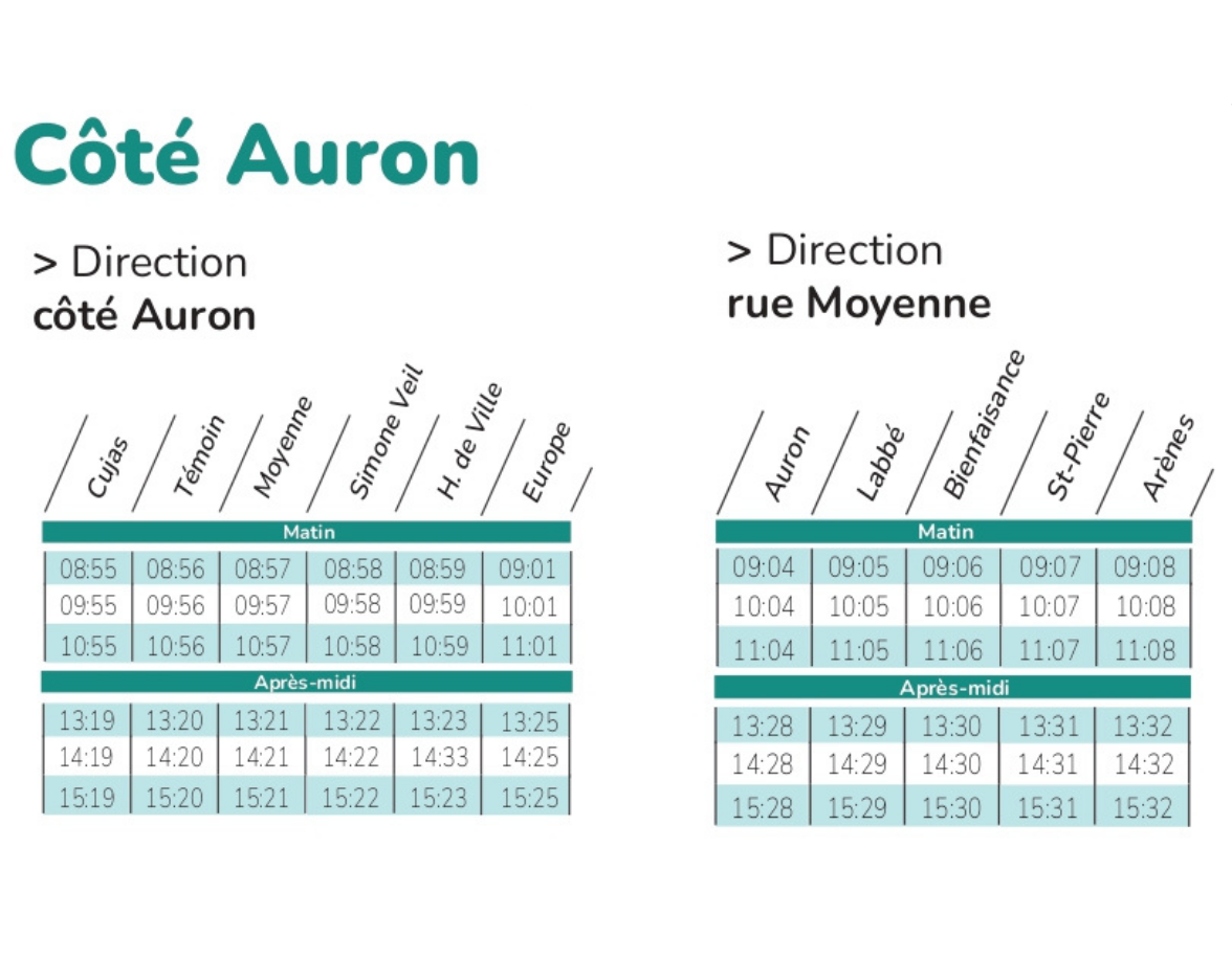 Horaires Navette en 8 côté Auron