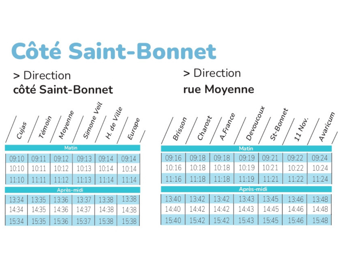 Horaires Navette en 8 côté Saint-Bonnet