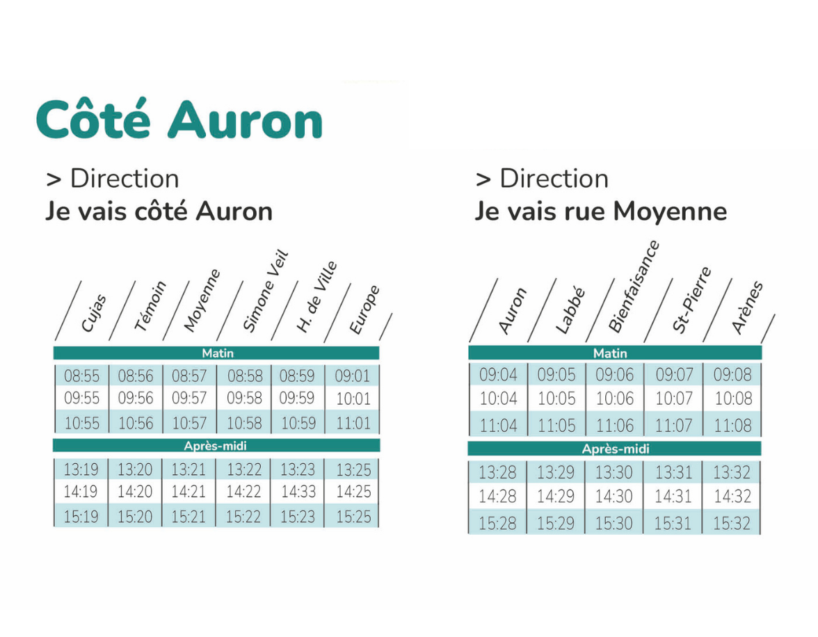 Horaires côté Auron Navette en 8