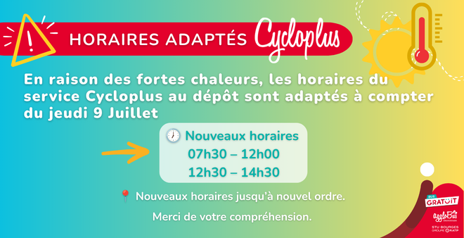 Horaires adaptés Cycloplus