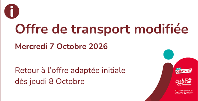 Offre de transport modifiée mercredi 7 octobre 2026