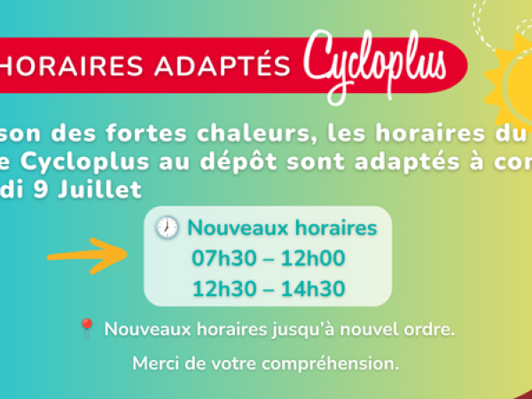 Horaires adaptés Cycloplus