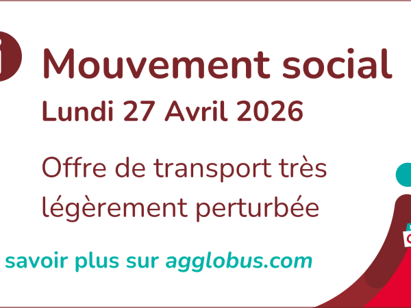 Mouvement social Lundi 27 Avril : Offre de transport très légèrement perturbée