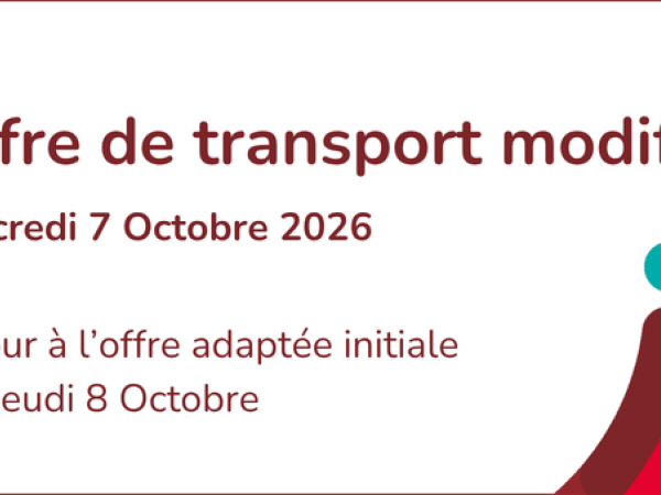 Offre de transport modifiée mercredi 7 octobre 2026
